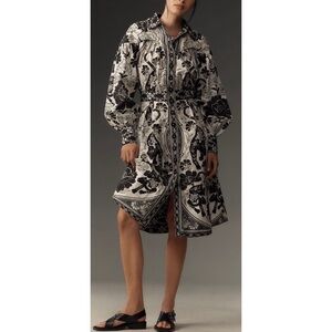 Farm Rio Button Front Long Sleeve Floral Print Midi Dress Size Medium NEW